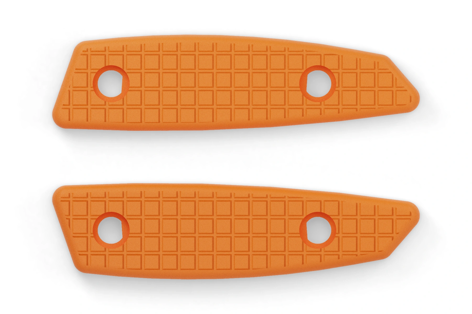 Cubic · Waffle — Orange G10 · Uncoated · 2 handles · Assembled front view