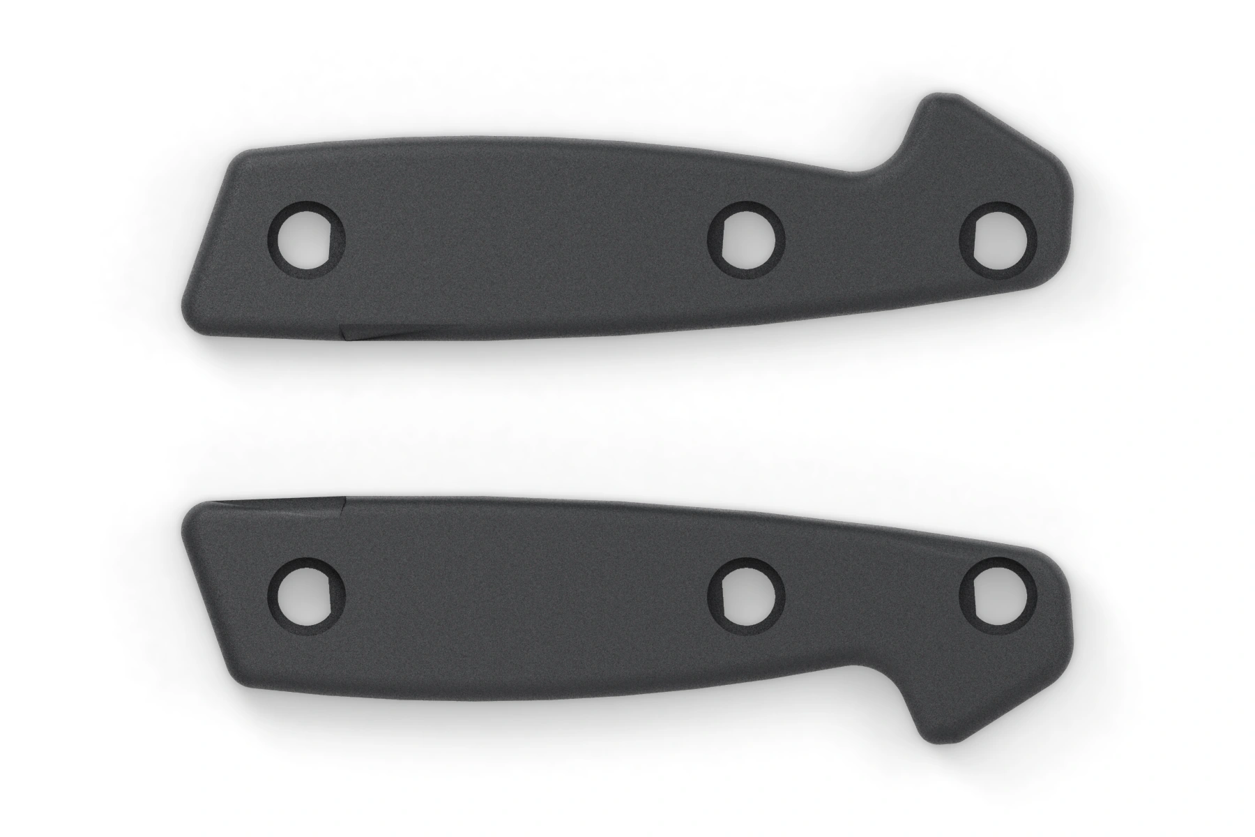 Cubic Long — Black G10 · Uncoated · 2 handles · Assembled front view