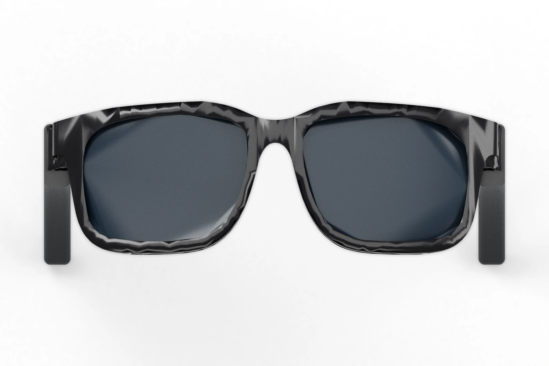 Owl · Black — Black acetate · Textured rear arms · Assembled front view
