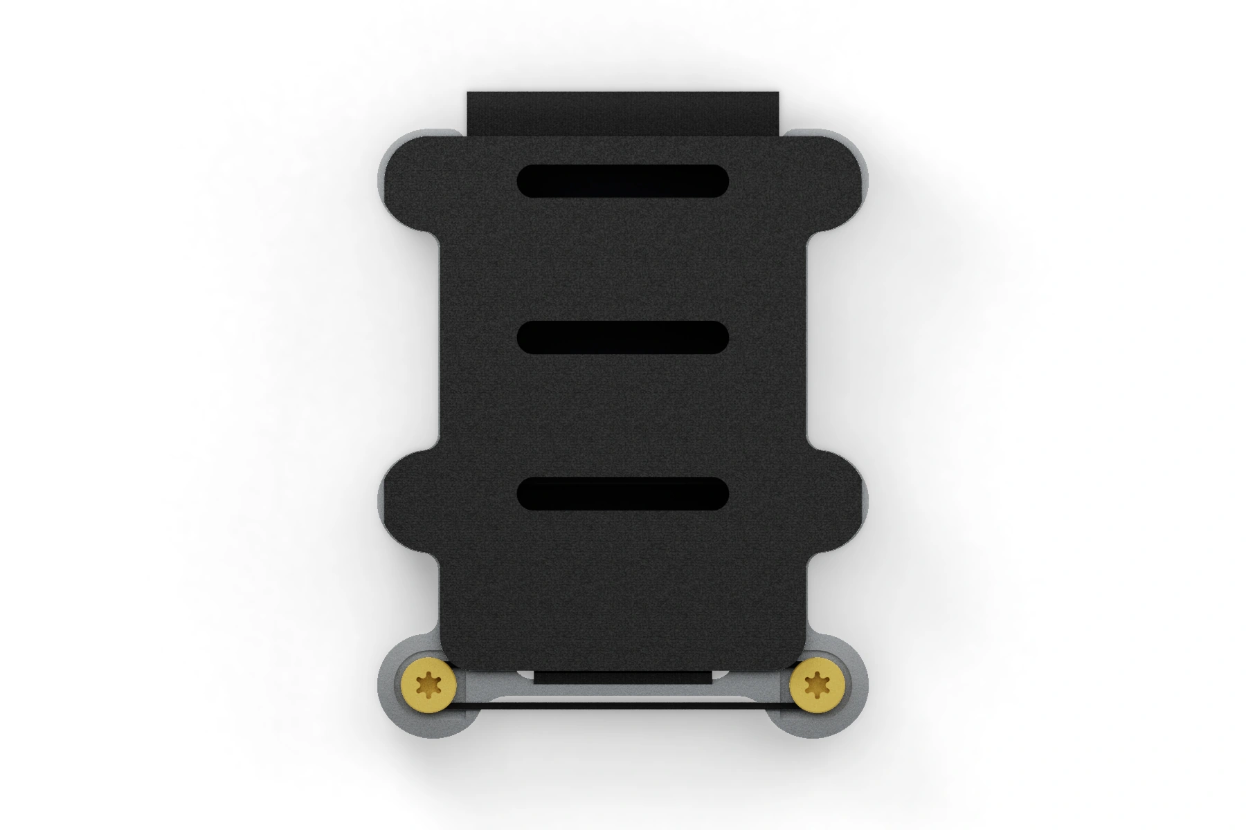 Oyster · Slim — 316 stainless steel · Uncoated frame · Gold Cerakote screws · Slim Velcro · Assembled front view