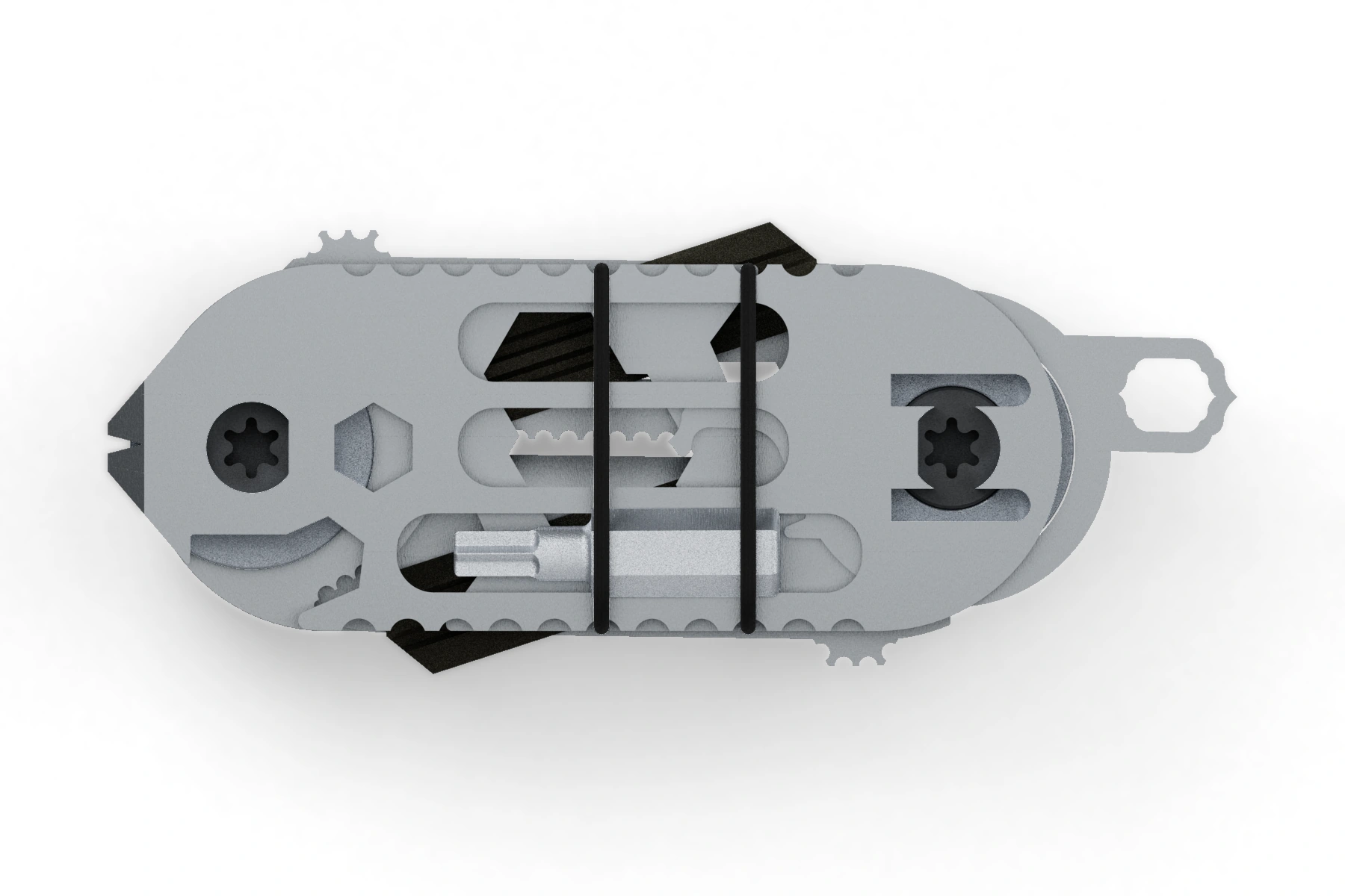 Plankton · Key organizer — Expansion package · Uncoated tools · Graphite Black Cerakote screws · Without handle · Uncoated expansion · Assembled front view