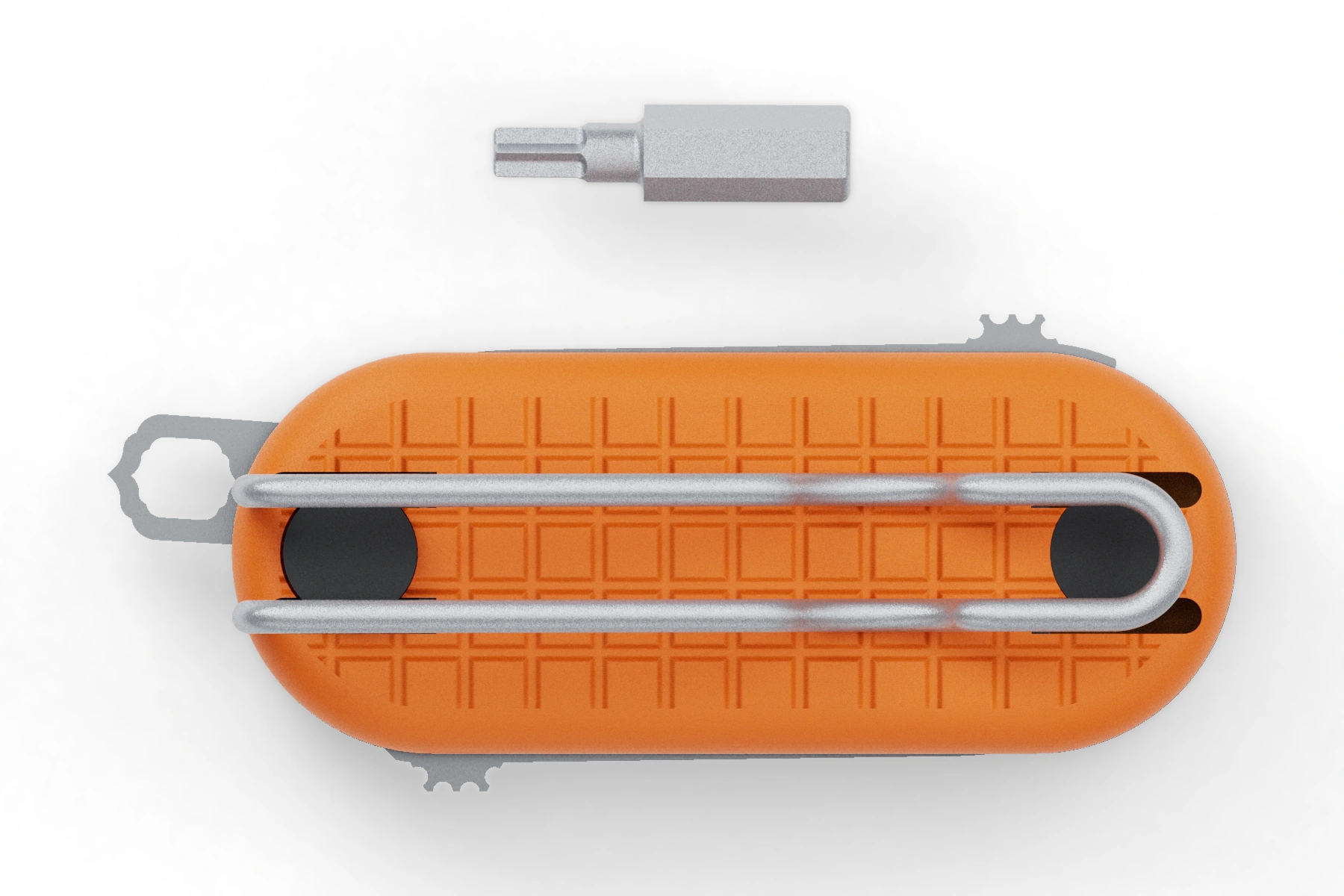 Plankton · Standard — Standard package · Uncoated tools · Graphite Black Cerakote screws · Orange G10 handle · Assembled front view