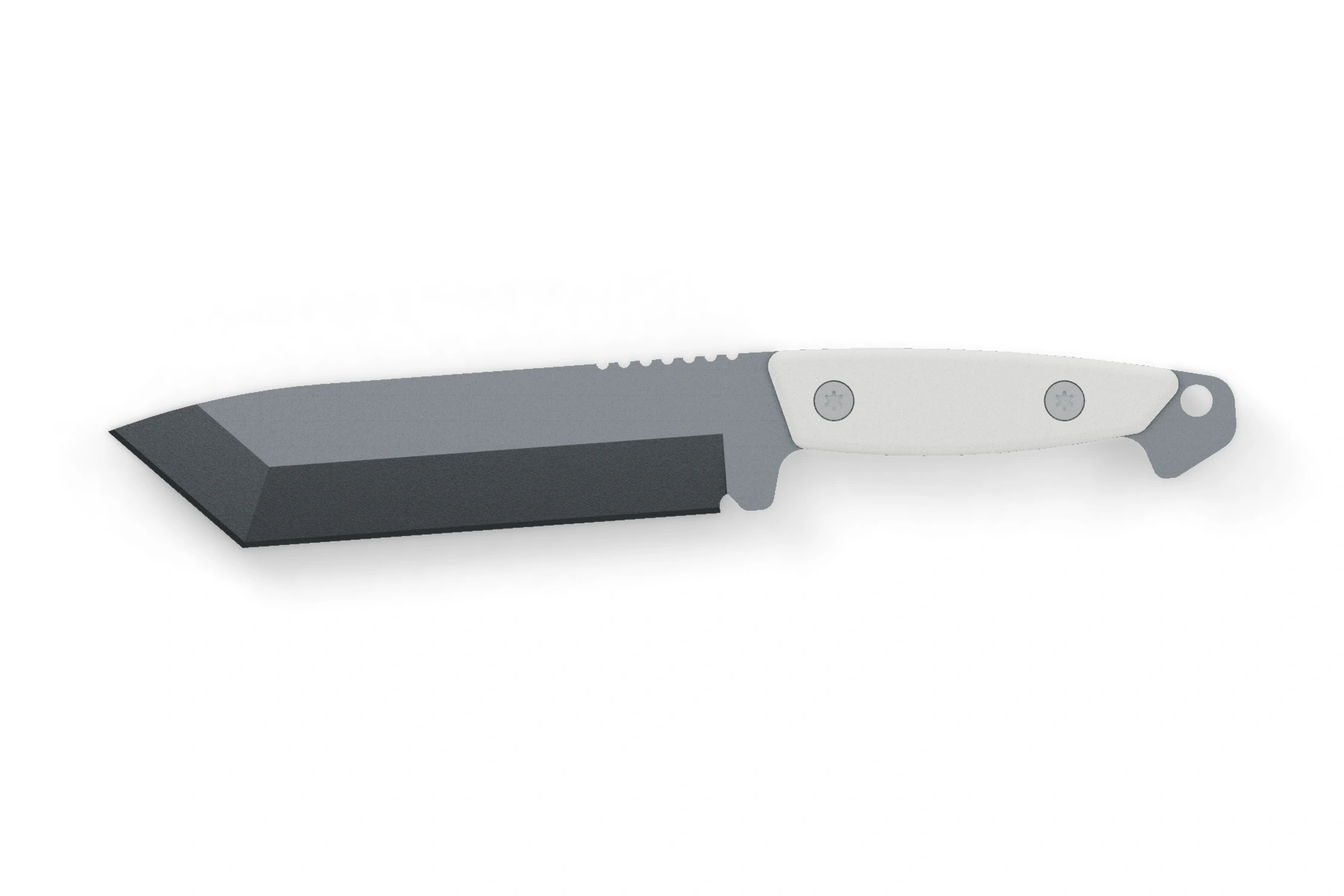 Bear · Standard box — Sleipner · tanto · Tungsten Cerakote · Cubic handle · Uncoated screws · Assembled front view