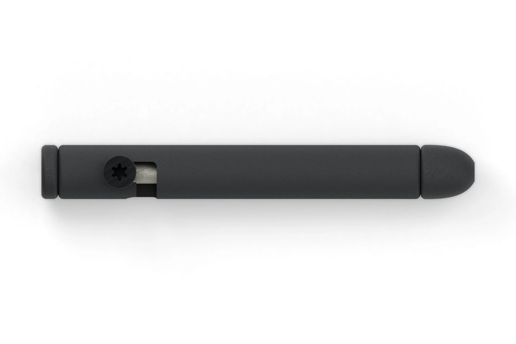 Siphonophore · Graphite — 316 stainless steel · Graphite Black Cerakote body · Graphite Black Cerakote front tip · standard cap · Graphite Black Cerakote cap · Graphite Black Cerakote bolt · Assembled front view